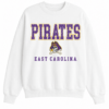White Long Sleeve Crewneck Sweatshirt with Varsity Graphic