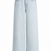 Light Wash Wide-Leg Jeans with Contrast Stitching