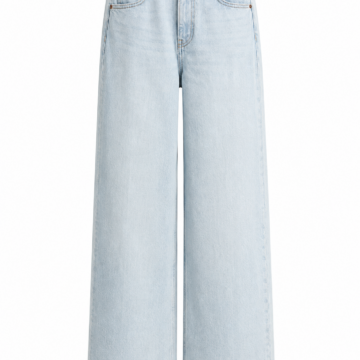 Light Wash Wide-Leg Jeans with Contrast Stitching