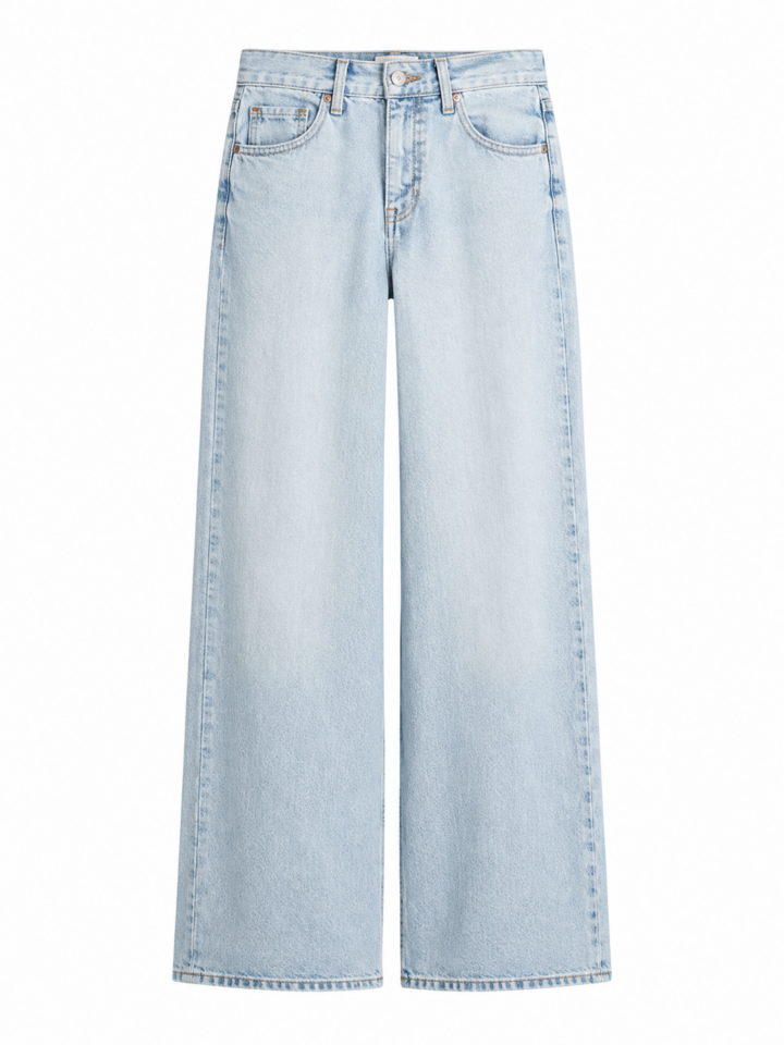High-Rise Flared Wide-Leg Jeans in Light Wash