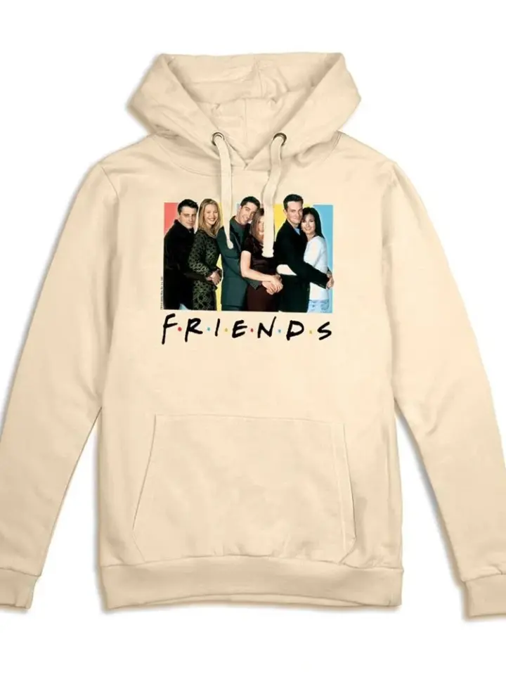 Cream Colored Relaxed Fit Graphic Pullover Hoodie Sweatshirt