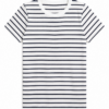 White and Navy Striped Crew Neck T-Shirt
