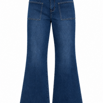Medium Blue Patch-Pocket Flared Jeans