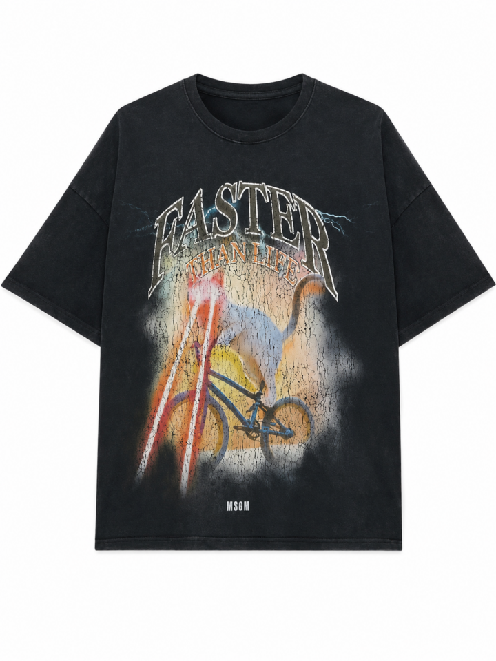 Faded Black Oversized Graphic T-Shirt