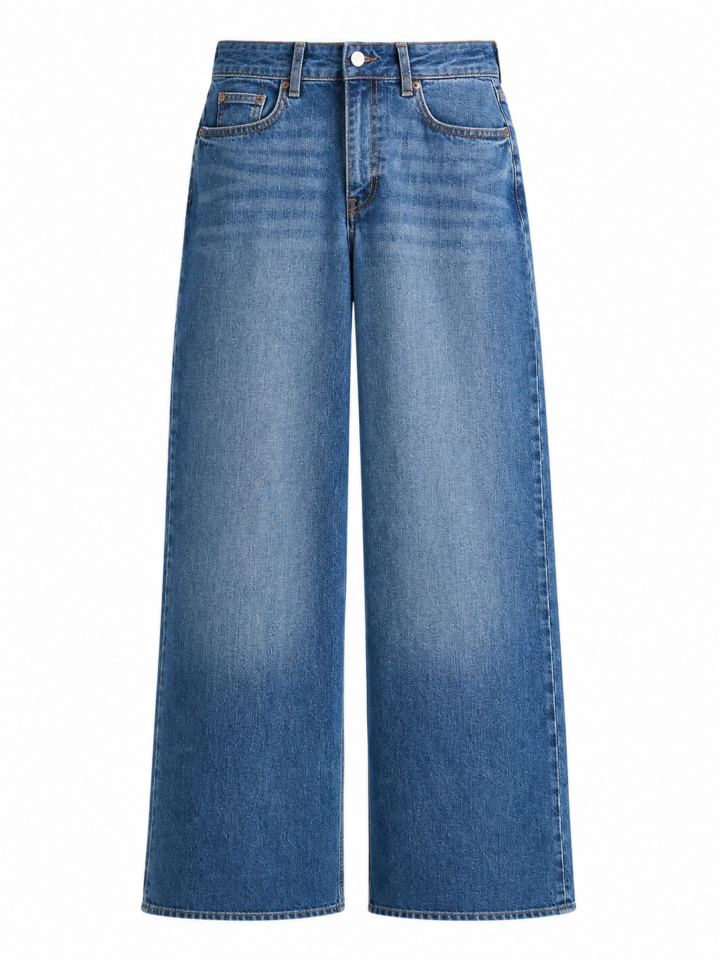 Medium Wash Wide-Leg High-Rise Jeans