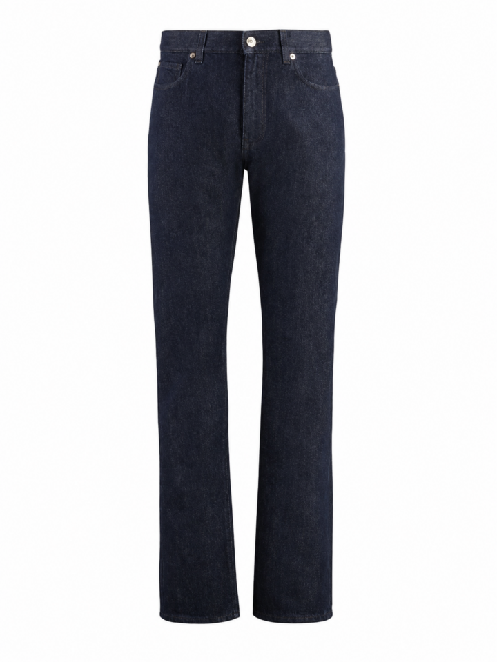 Dark Indigo Straight-Leg Jeans with High Rise