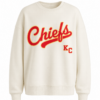 Off-White Relaxed Fit Crewneck Sweatshirt with Red Script Graphic