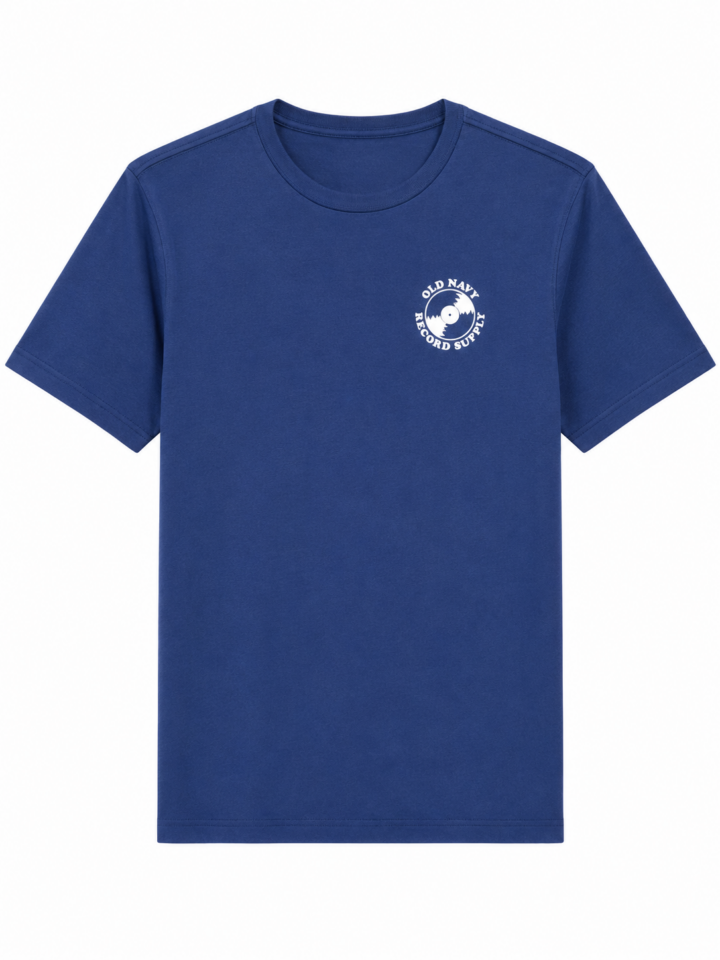 Blue Crewneck T-Shirt with White Chest Logo