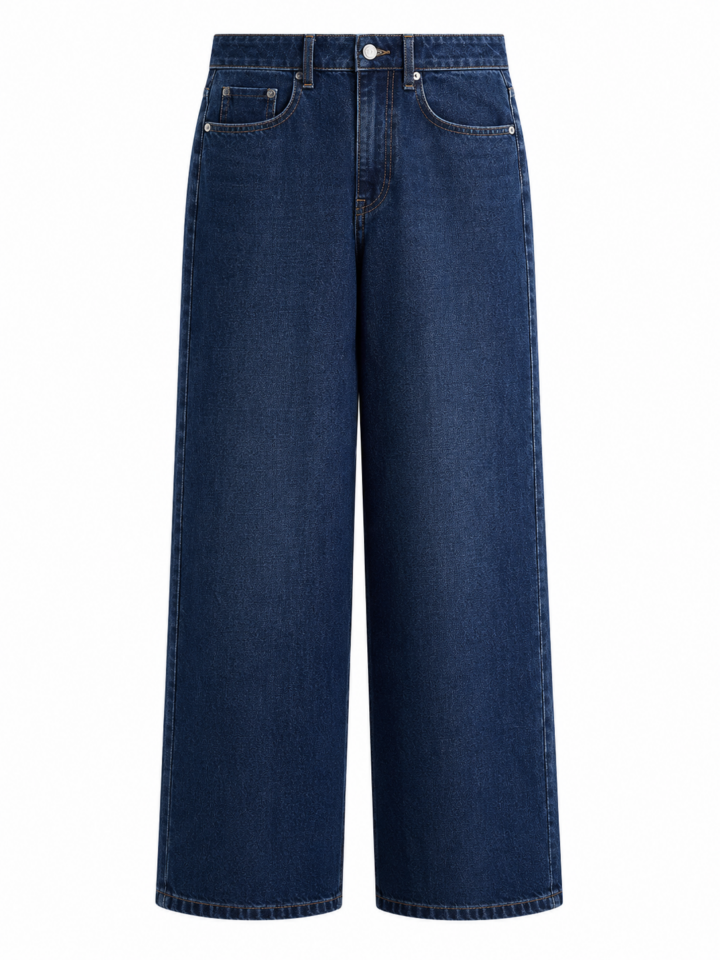 Dark Indigo Wide-Leg High-Rise Jeans