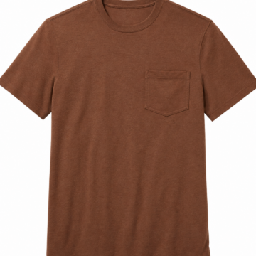 Brown Heathered Crewneck T-Shirt with Chest Pocket