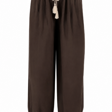 Dark Brown Harem Pants with Tassel Drawstring