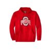 Red Pullover Hoodie with White O Graphic