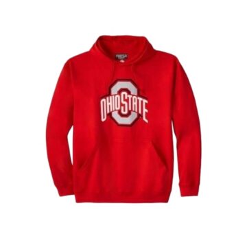 Red Pullover Hoodie with White O Graphic