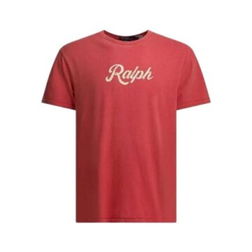 Muted Red Cursive Graphic Crew Neck T-Shirt