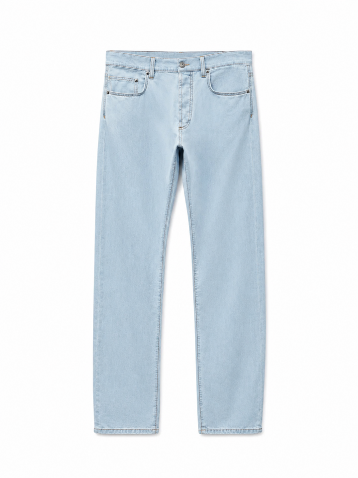 Medium Light Blue Straight-Leg Jeans
